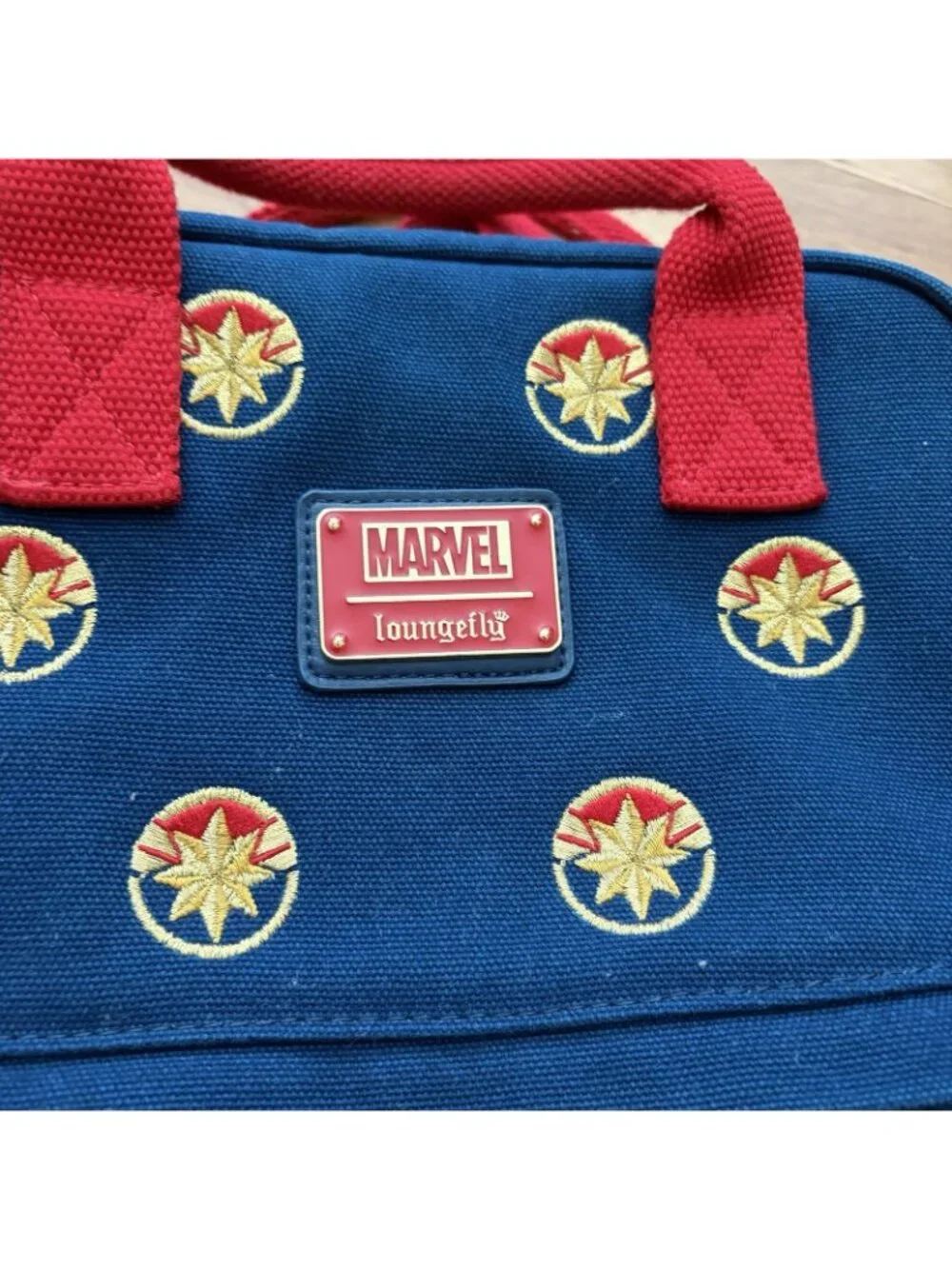 Disney Parks Loungefly Captain Marvel Canvas Mini Backpack Blue Red